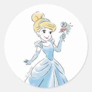 Sticker Rond Aquarelle Disney Cinderella
