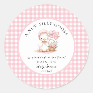 Sticker Rond Aquarelle d'oie soie Baby shower fille