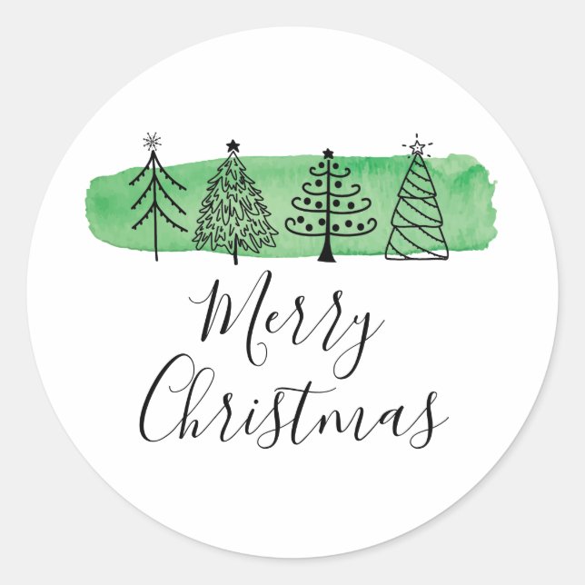 Sticker Rond Aquarelle Doodle Holiday (Devant)