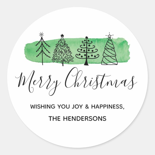 Sticker Rond Aquarelle Doodle Holiday (Devant)