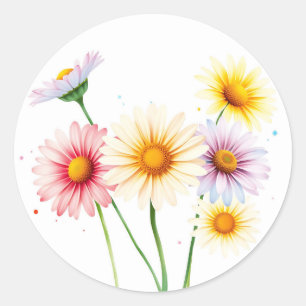 Sticker Rond Aquarelle douce avec arêtes défraîchies
