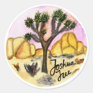 Sticker Rond Aquarelle du parc national Joshua Tree