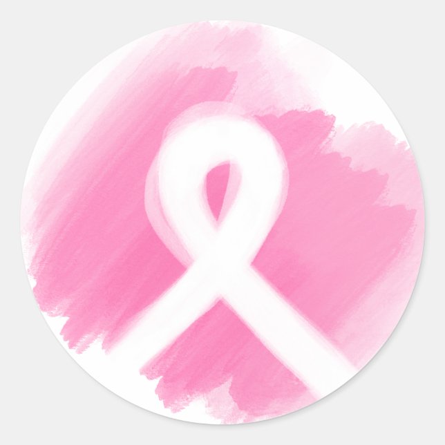 Sticker Rond Aquarelle du ruban de sensibilisation au cancer du (Devant)