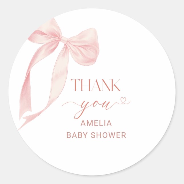 Sticker Rond Aquarelle Elegant Bow Ribbon Baby DoucheSticker (Devant)
