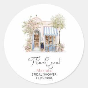 Sticker Rond Aquarelle Élégante Elle a Dit Oui Fleurs Roses Mar