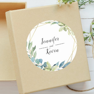 Sticker Rond Aquarelle Elégante Greenary Floral Wedding Favoris