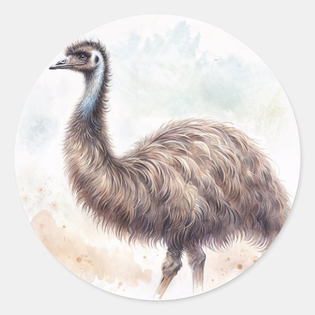 Sticker Rond Aquarelle Emu Bird (Devant)