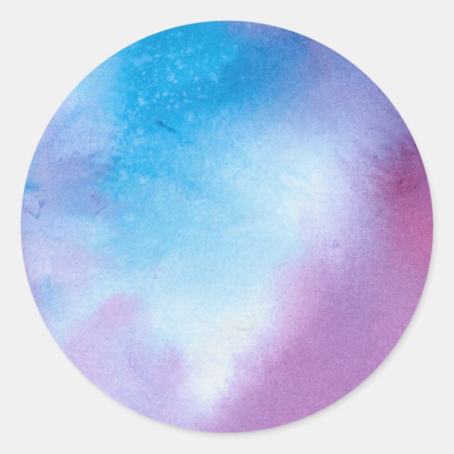 Sticker Rond Aquarelle en marbre rose et bleu (Devant)
