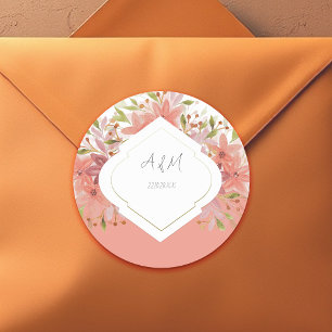 Sticker Rond Aquarelle en terre cuite bio Art Floral