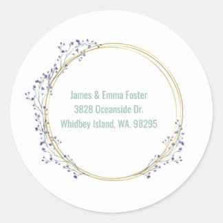 Sticker Rond Aquarelle Enveloppe florale Adresse Sceau