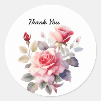 Sticker Rond Aquarelle étonnante floraison Rose couverture Cous