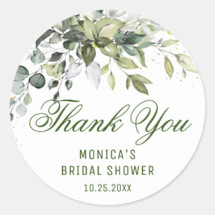 Sticker Rond Aquarelle Eucalyptus Végétation Remerciements Nom
