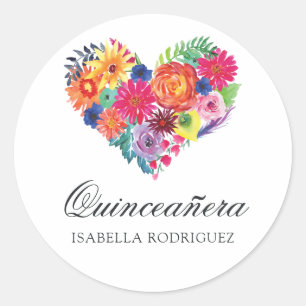 Sticker Rond Aquarelle Fiesta Quinceañera