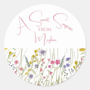 Sticker Rond Aquarelle Fleur sauvage Botanique