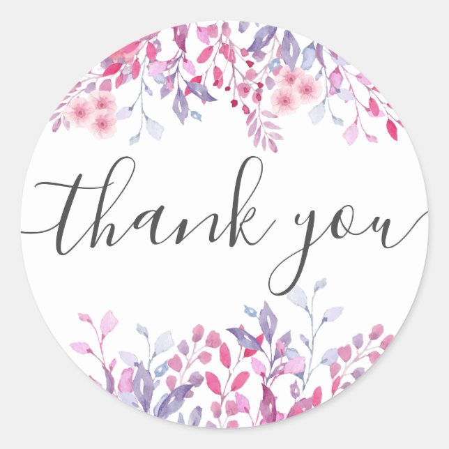 Sticker Rond Aquarelle Fleur sauvage pourpre (Devant)