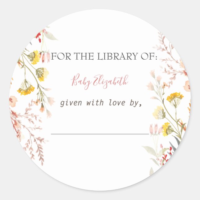 Sticker Rond Aquarelle Fleur sauvage Pré séchéGrossesse (Devant)