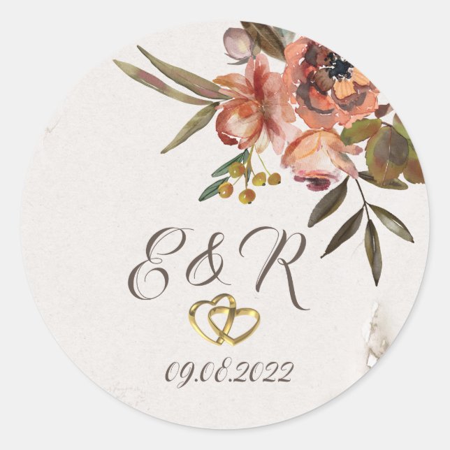 Sticker Rond Aquarelle Fleurs d'automne (Devant)