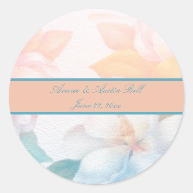 Sticker Rond Aquarelle Fleurs Pastel (Devant)