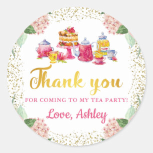 Sticker Rond Aquarelle Floral Tea Party Gold Parties scintillan