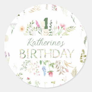 Sticker Rond Aquarelle florale Alphabet ABC Anniversaire
