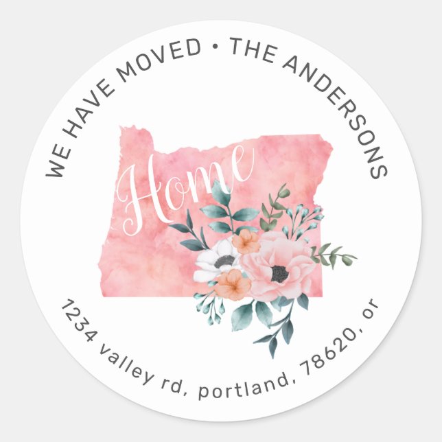 Sticker Rond aquarelle florale blush oregon faire-part mobile (Devant)