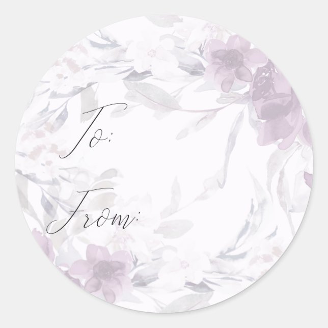 Sticker Rond Aquarelle Florale Botanique A et De Cadeau (Devant)