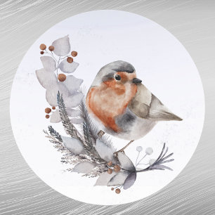 Sticker Rond Aquarelle florale de Robin de Noël