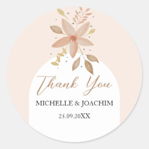 Sticker Rond Aquarelle florale exotique Boho Terracotta
