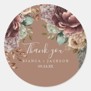 Sticker Rond Aquarelle florale Mariage Thankyou Favoriser Class