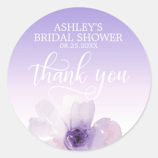 Sticker Rond Aquarelle Florale Purple Lavender Fête des mariées (Devant)