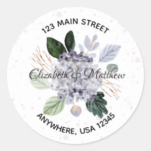 Sticker Rond Aquarelle florale Retourner l'adresse Enveloppe Sc