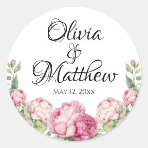 Sticker Rond Aquarelle florale rose pis rose roses roses