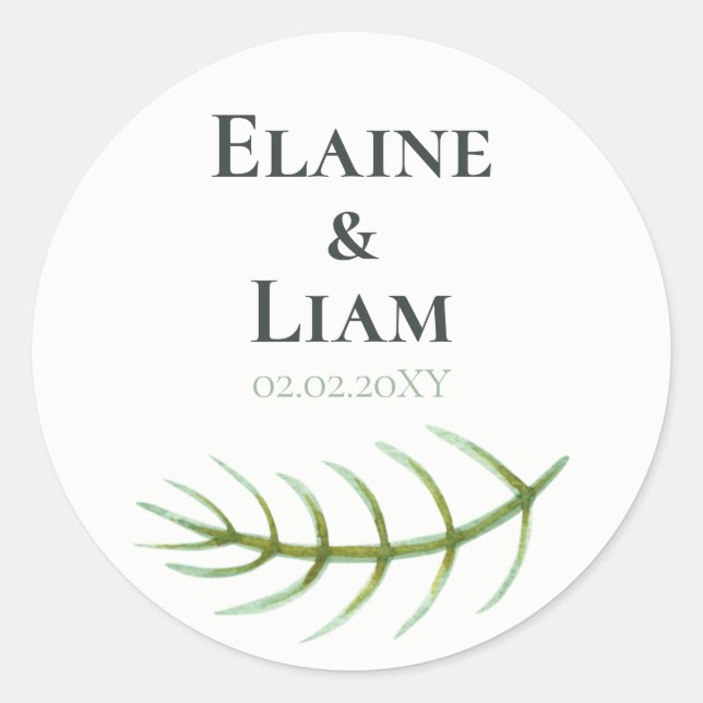 Sticker Rond Aquarelle Foliage Mariage de verdure (Devant)