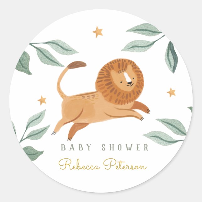 Sticker Rond Aquarelle forêt Baby shower animal mignon (Devant)