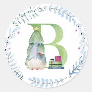 Sticker Rond Aquarelle gnome de Noël.