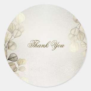 Sticker Rond Aquarelle Golden Eucalyptus Foliing Mariage brilla