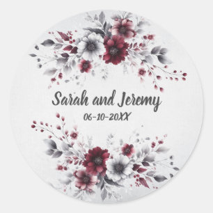 Sticker Rond Aquarelle gris argenté profonde de Bourgogne sur m