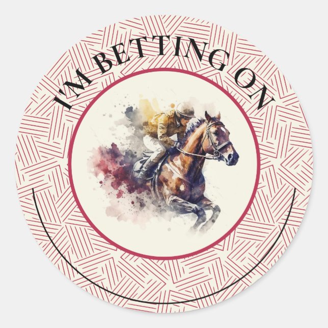 Sticker Rond Aquarelle hippocampe Derby pari (Devant)