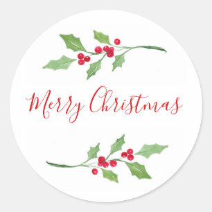 Sticker Rond Aquarelle Holly Sprigs