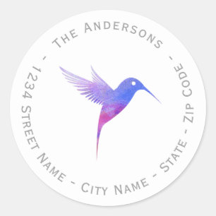 Sticker Rond Aquarelle Humming Birmingham Restitution D'Oiseaux