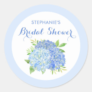 Sticker Rond Aquarelle Hydrangeas Blue Floral Fête des mariées