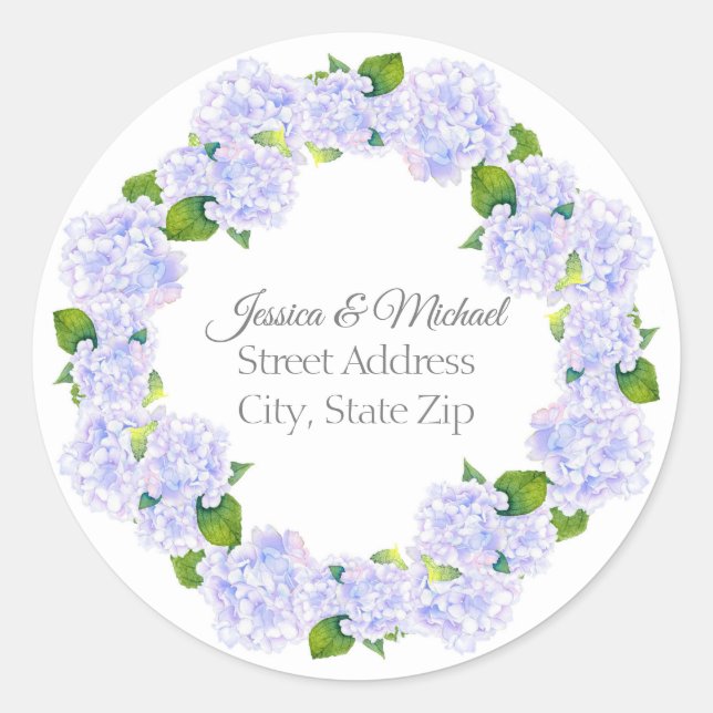 Sticker Rond Aquarelle Hydrangeas Wreath (Devant)