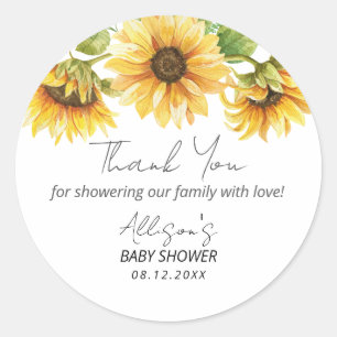 Sticker Rond Aquarelle Jardin de tournesol Floral Neutre Genre