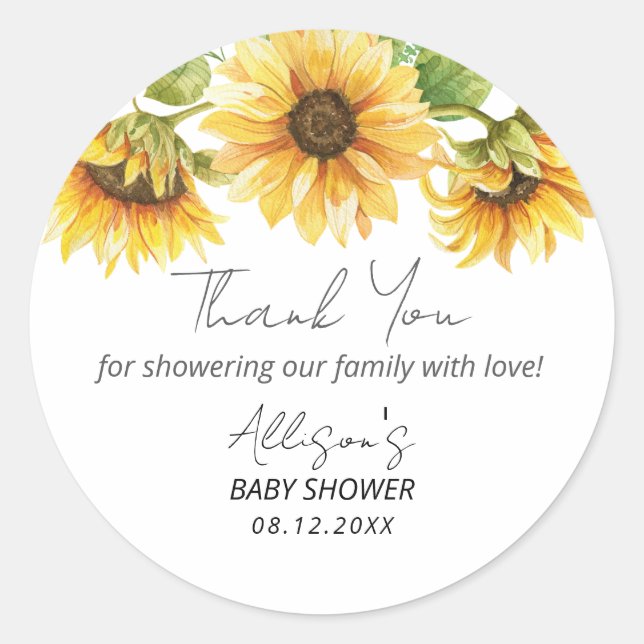 Sticker Rond Aquarelle Jardin de tournesol Floral Neutre Genre (Devant)