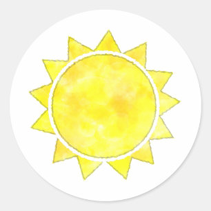 Sticker Rond Aquarelle jaune