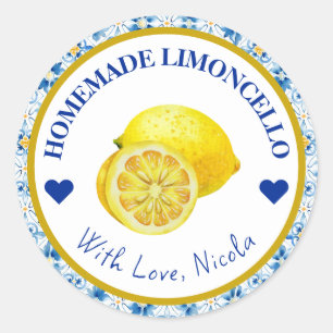 Sticker Rond Aquarelle Jaune & Bleu Limoncello Maison