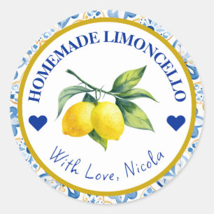 Sticker Rond Aquarelle Jaune & Bleu Limoncello Maison