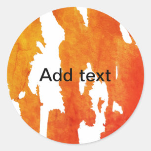 Sticker Rond Aquarelle jaune orange ajouter du texte Peinture a