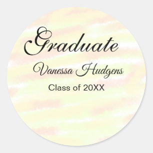 Sticker Rond Aquarelle jaune orange graduation ajouter le nom a