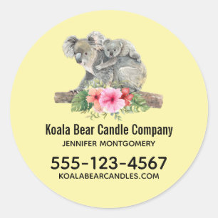 Sticker Rond Aquarelle Koala Oears mignonne Maman & Baby Busine